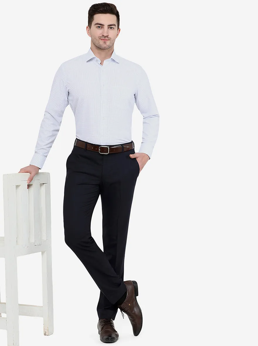 White & Blue Checked Regular Fit Formal Shirt | Greenfibre