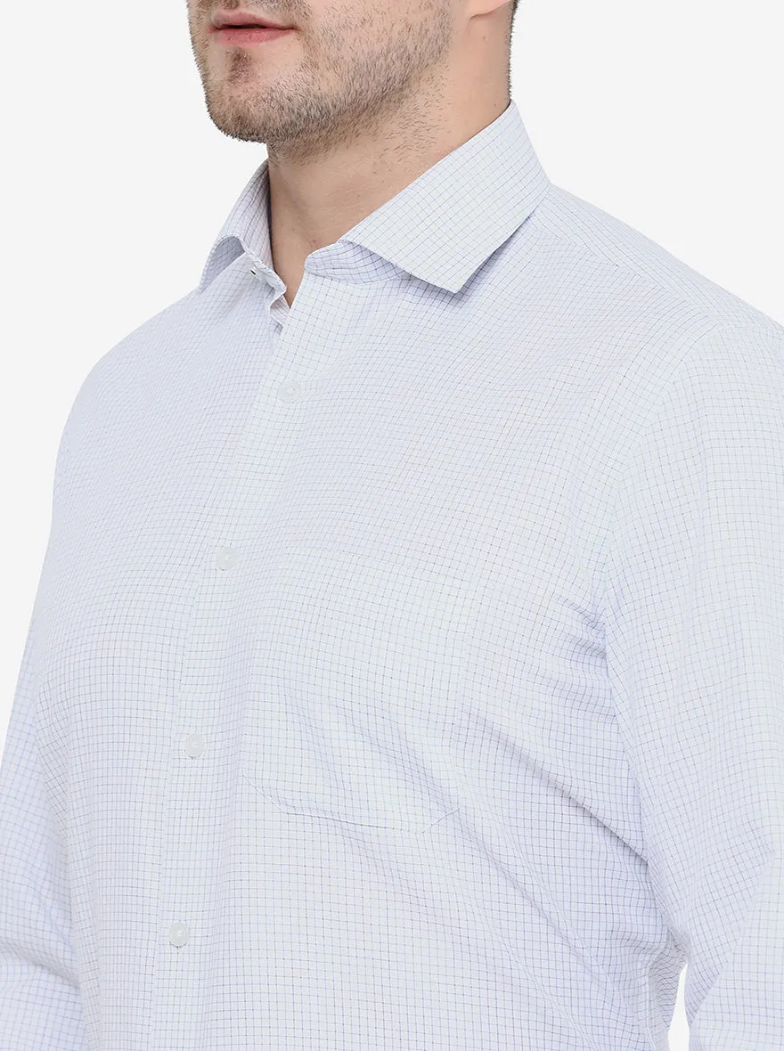 White & Blue Checked Regular Fit Formal Shirt | Greenfibre
