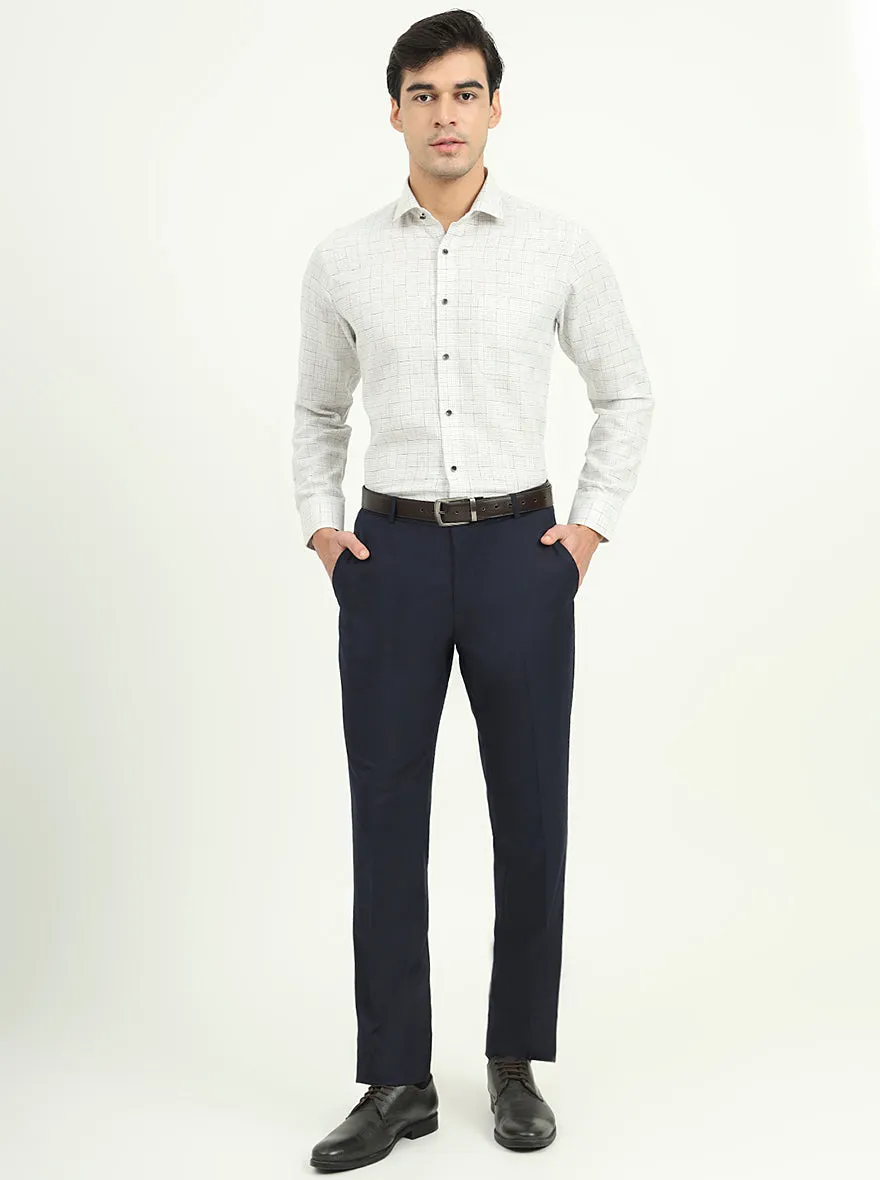 White & Blue Checked Slim Fit Party Wear Shirt | Greenfibre