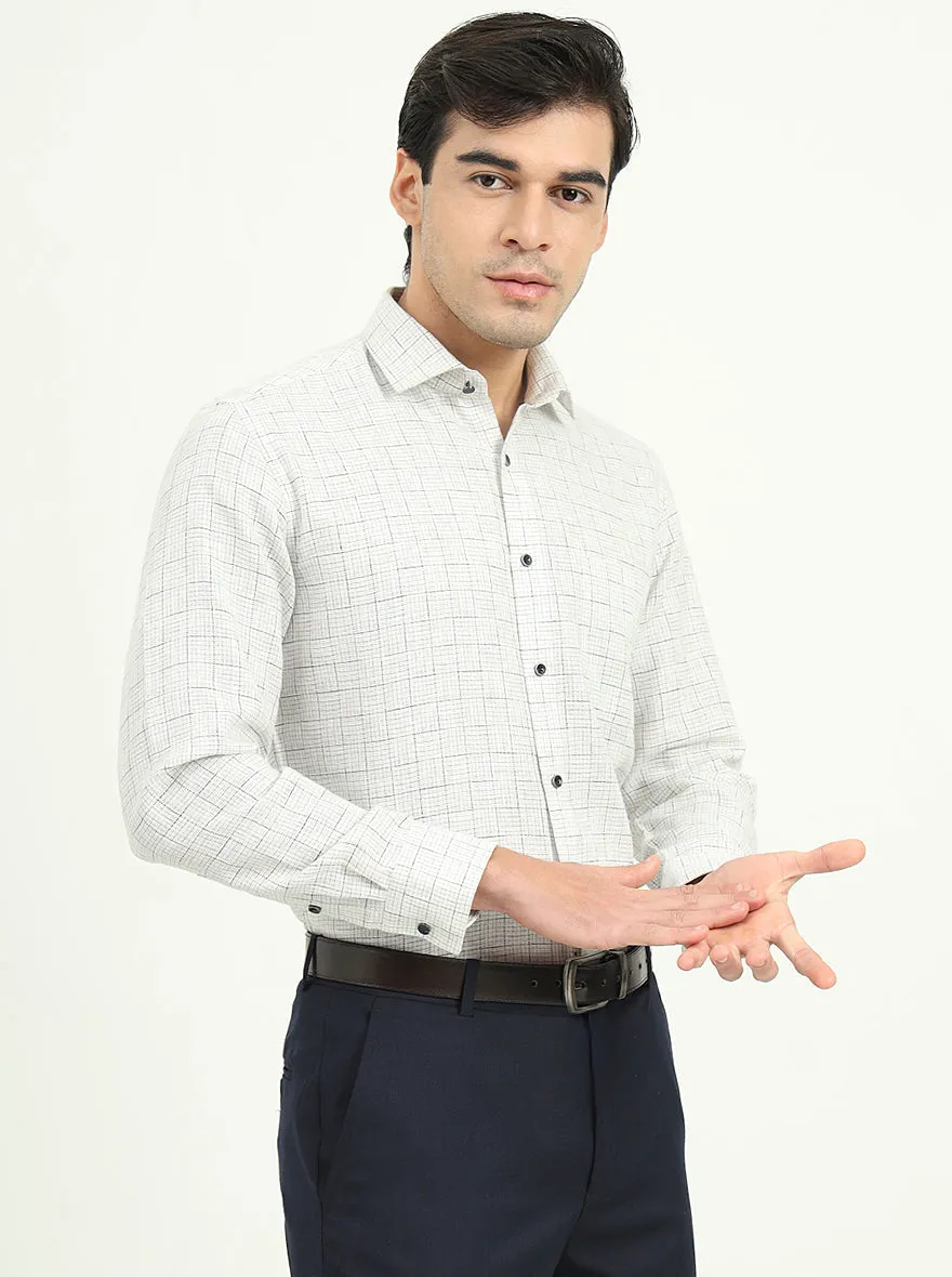 White & Blue Checked Slim Fit Party Wear Shirt | Greenfibre