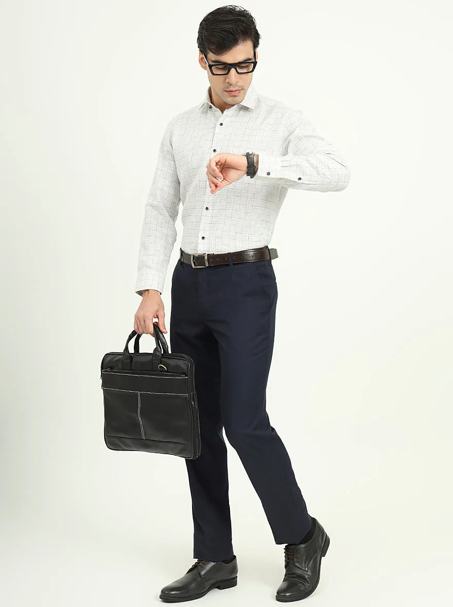 White & Blue Checked Slim Fit Party Wear Shirt | Greenfibre