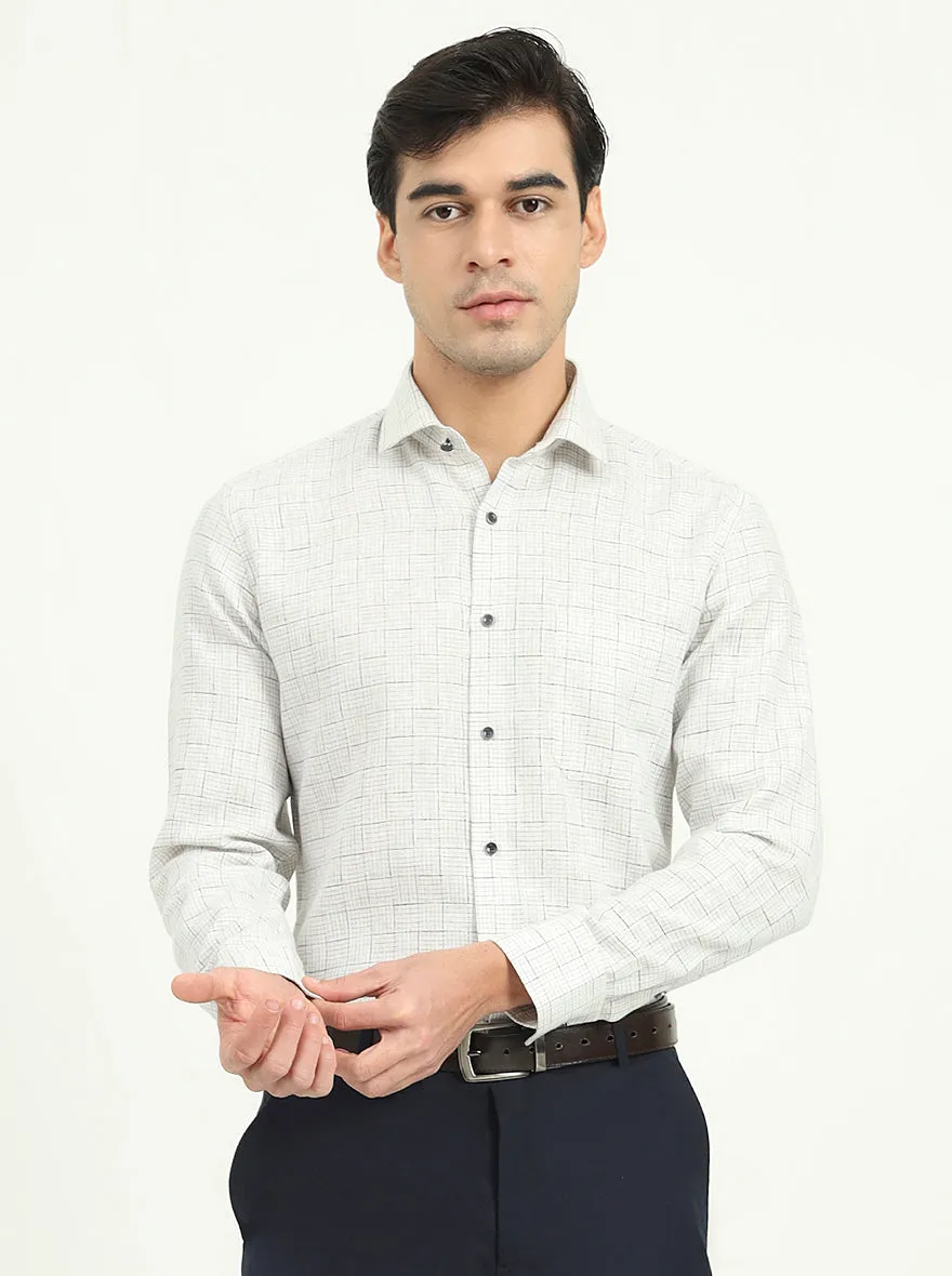 White & Blue Checked Slim Fit Party Wear Shirt | Greenfibre