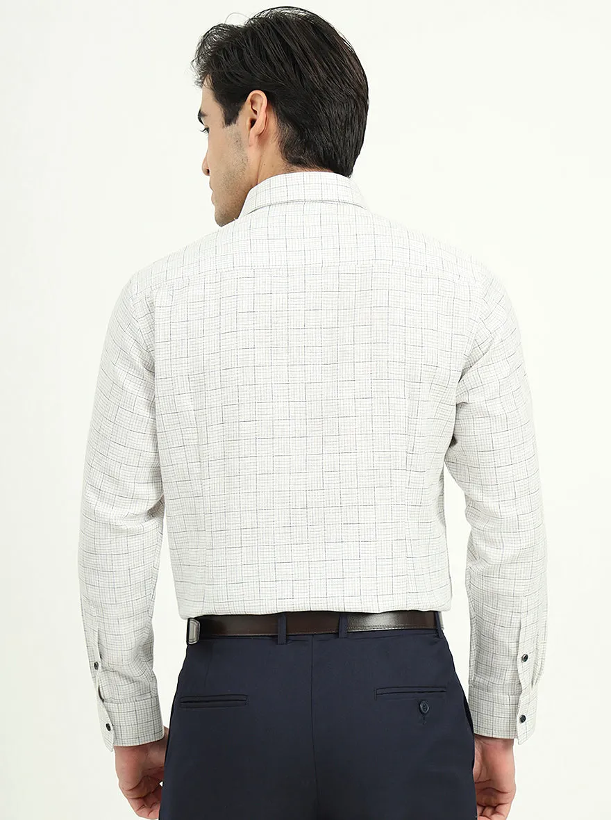 White & Blue Checked Slim Fit Party Wear Shirt | Greenfibre