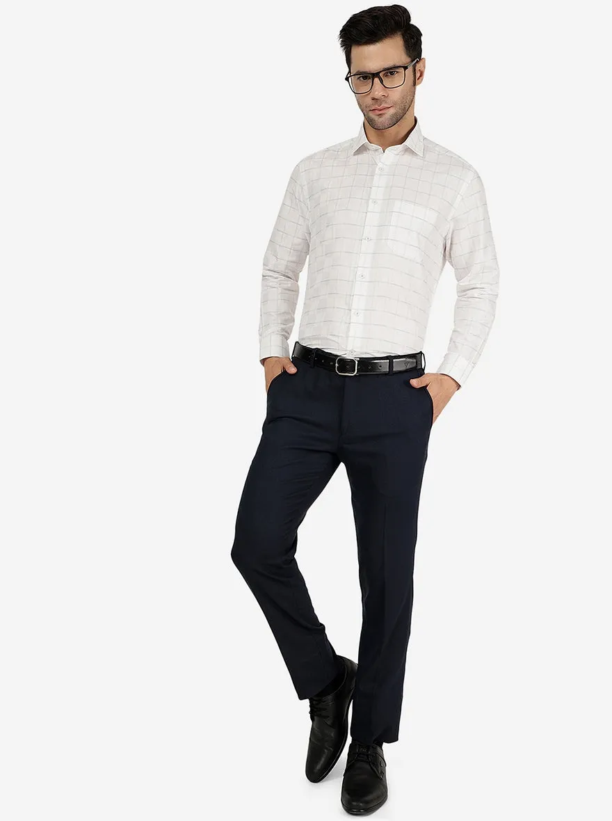 White Checked Regular Fit Formal Shirt | Greenfibre