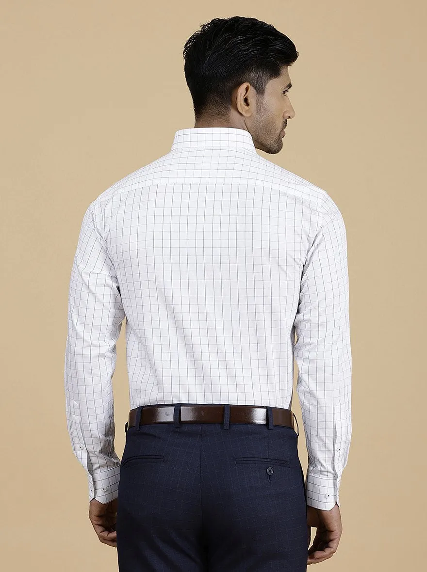 White Checked Regular Fit Formal Shirt | JadeBlue