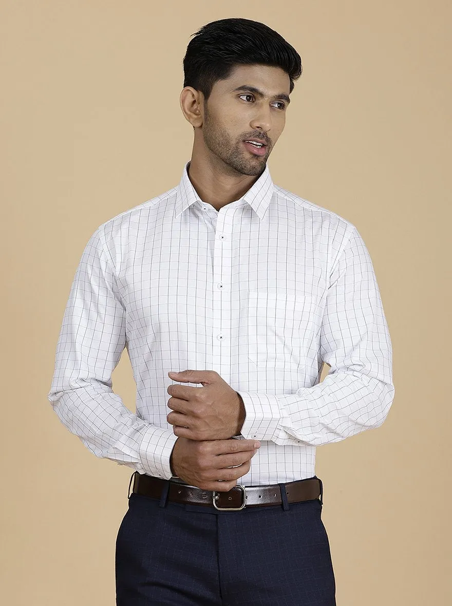 White Checked Regular Fit Formal Shirt | JadeBlue