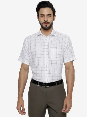 White Checked Regular Fit Formal Shirt | JadeBlue