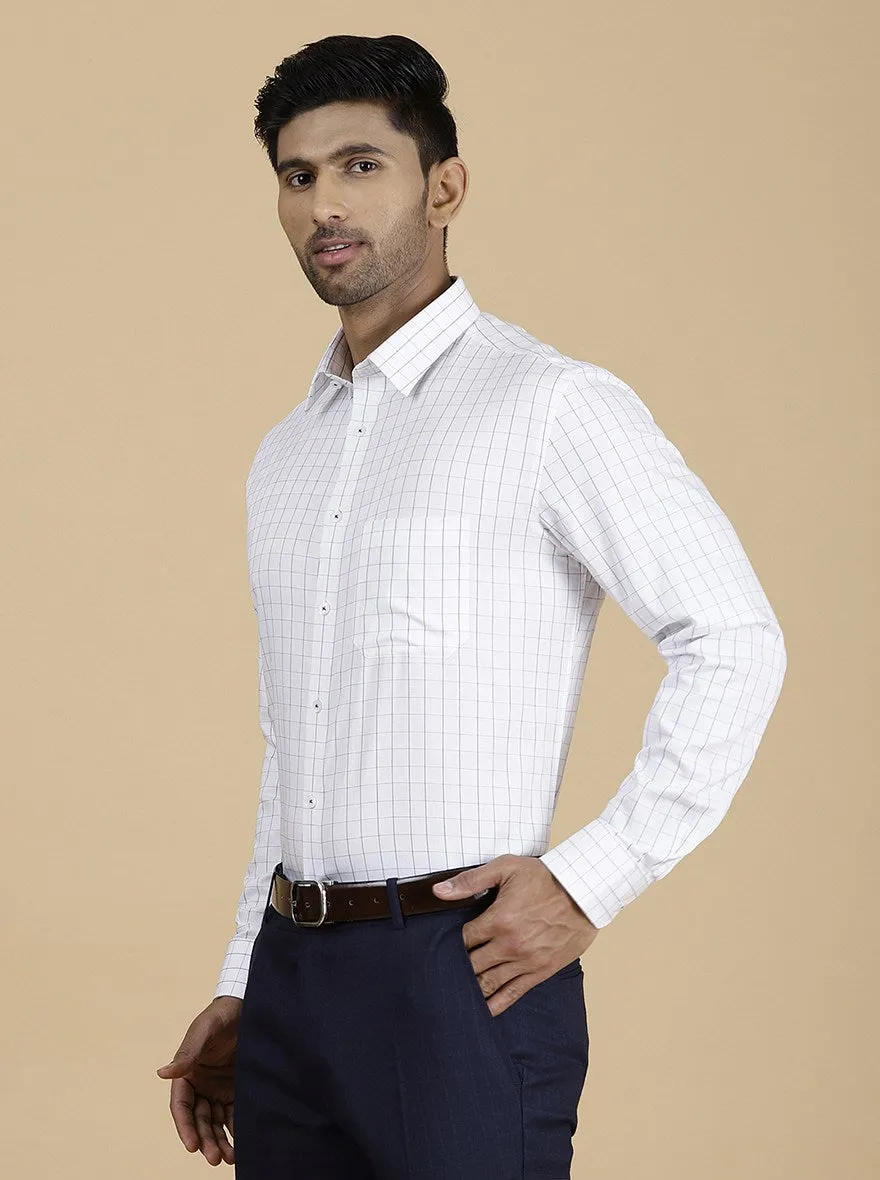 White Checked Regular Fit Formal Shirt | JadeBlue