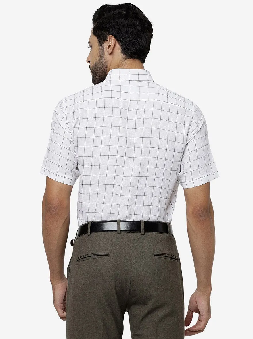 White Checked Regular Fit Formal Shirt | JadeBlue