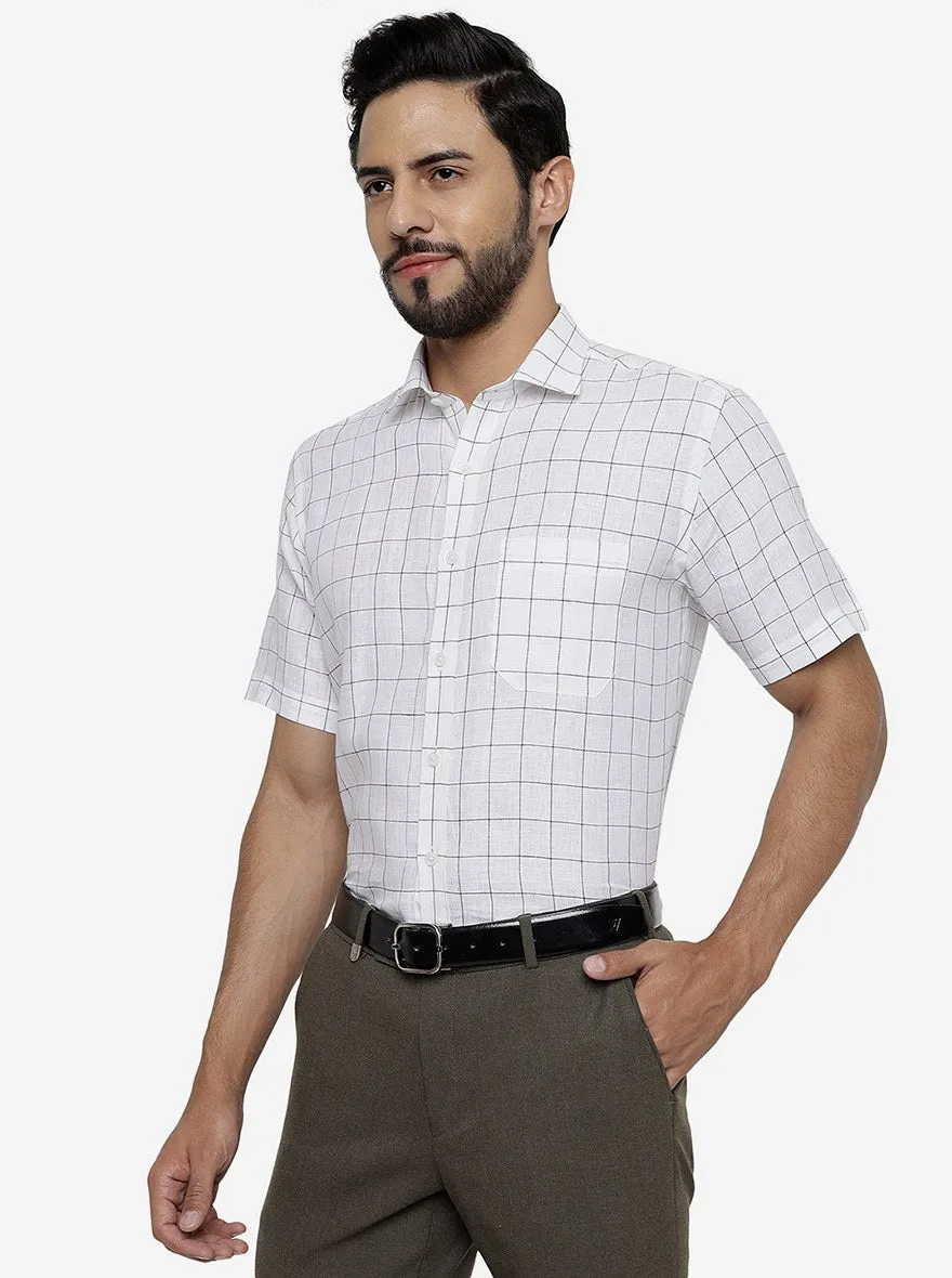 White Checked Regular Fit Formal Shirt | JadeBlue