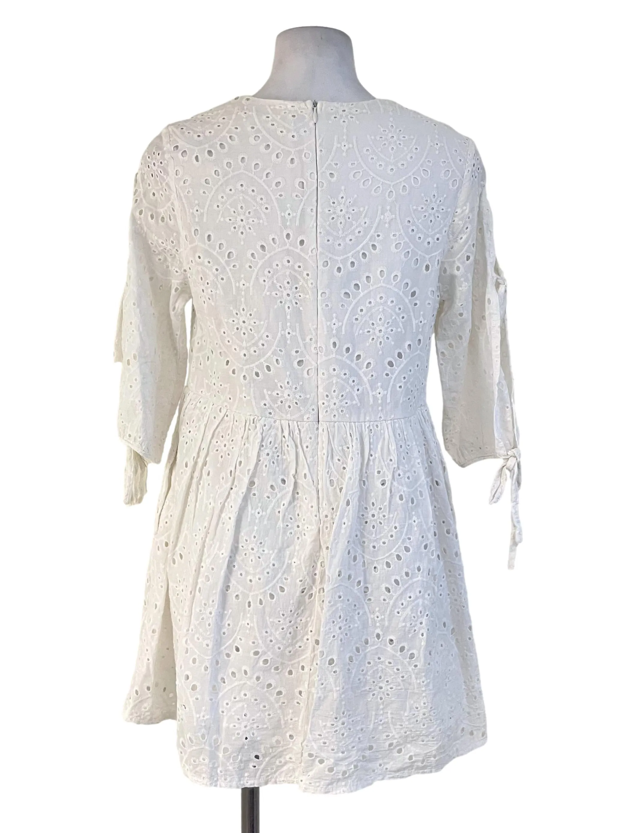 White Hollow Eyelet Skort Romper