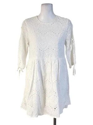 White Hollow Eyelet Skort Romper