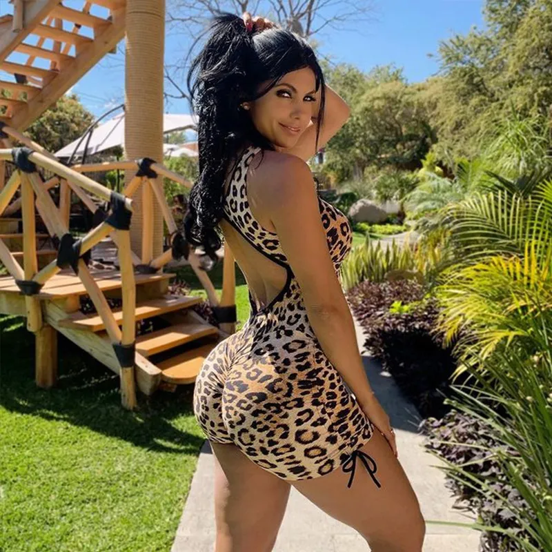 Wild Temptation Strappy Leopard Cutout Backless Romper
