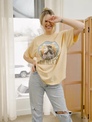Willie Nelson In The Sky Gold Thrifted Tee