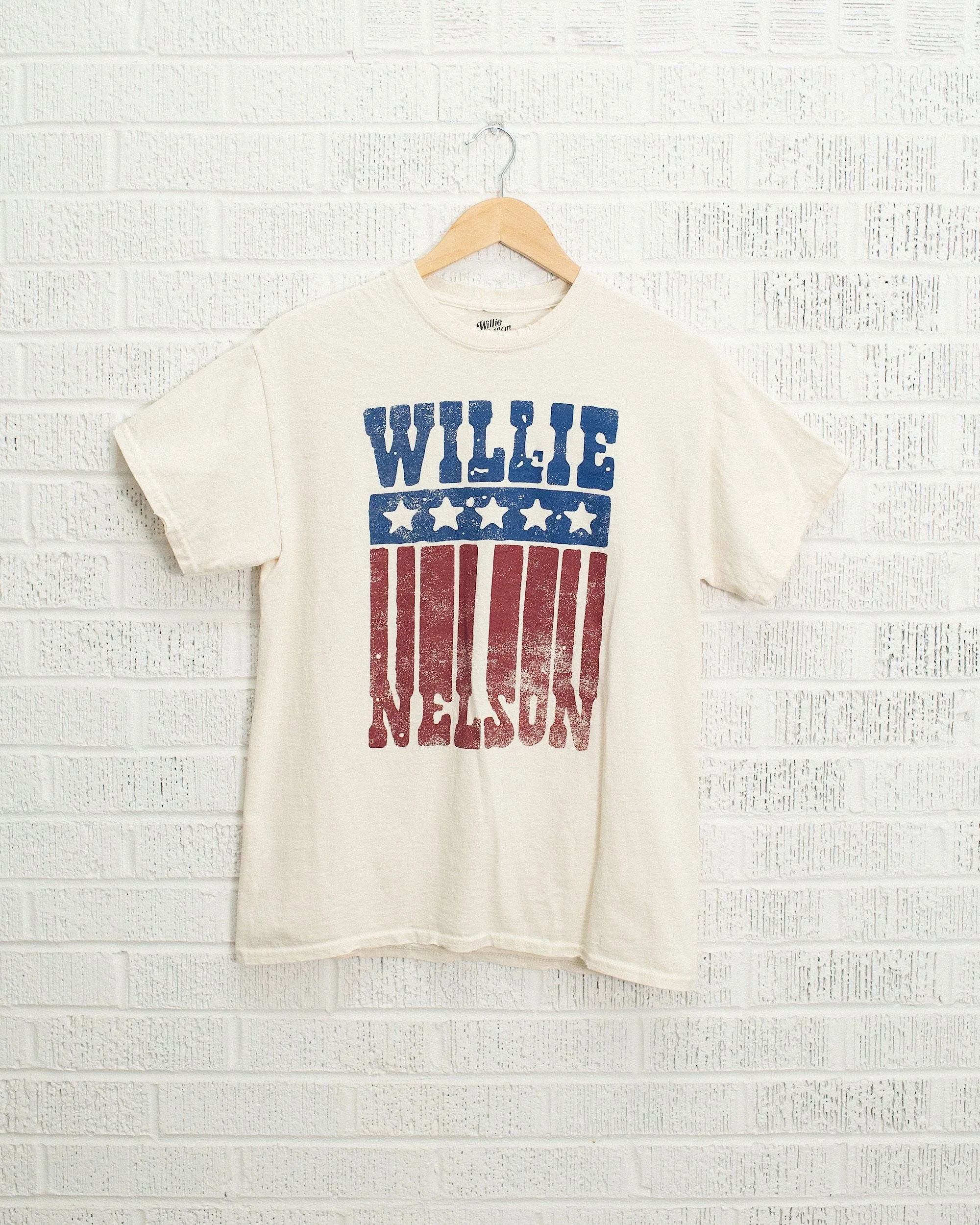 Willie Nelson Stars Off White Thrifted Tee