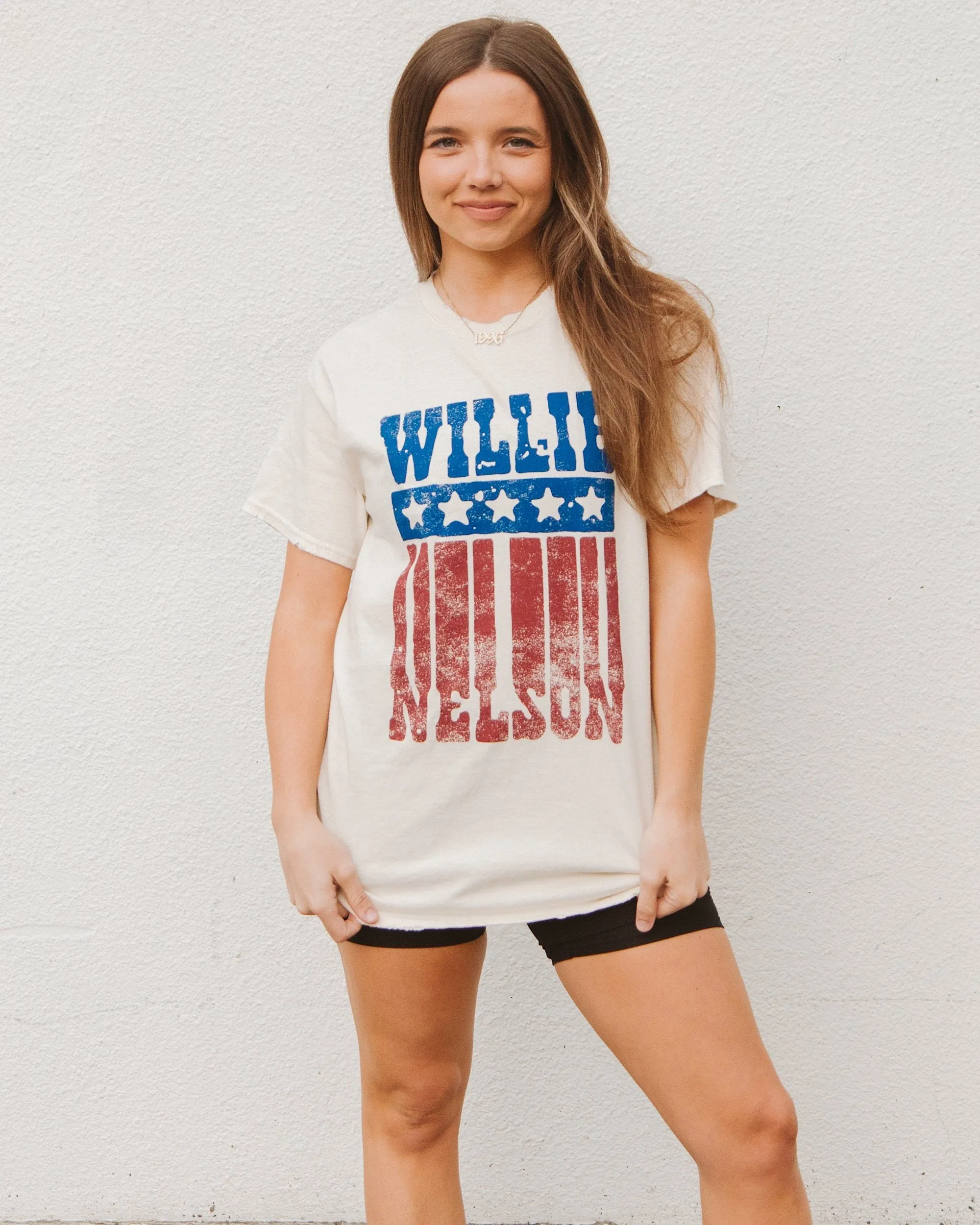 Willie Nelson Stars Off White Thrifted Tee
