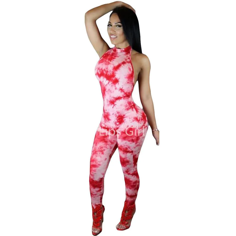Women Playsuit Long Pants Overalls Club Print Sleeveless Backless Plus Size Bodycon Jumpsuits And Rompers