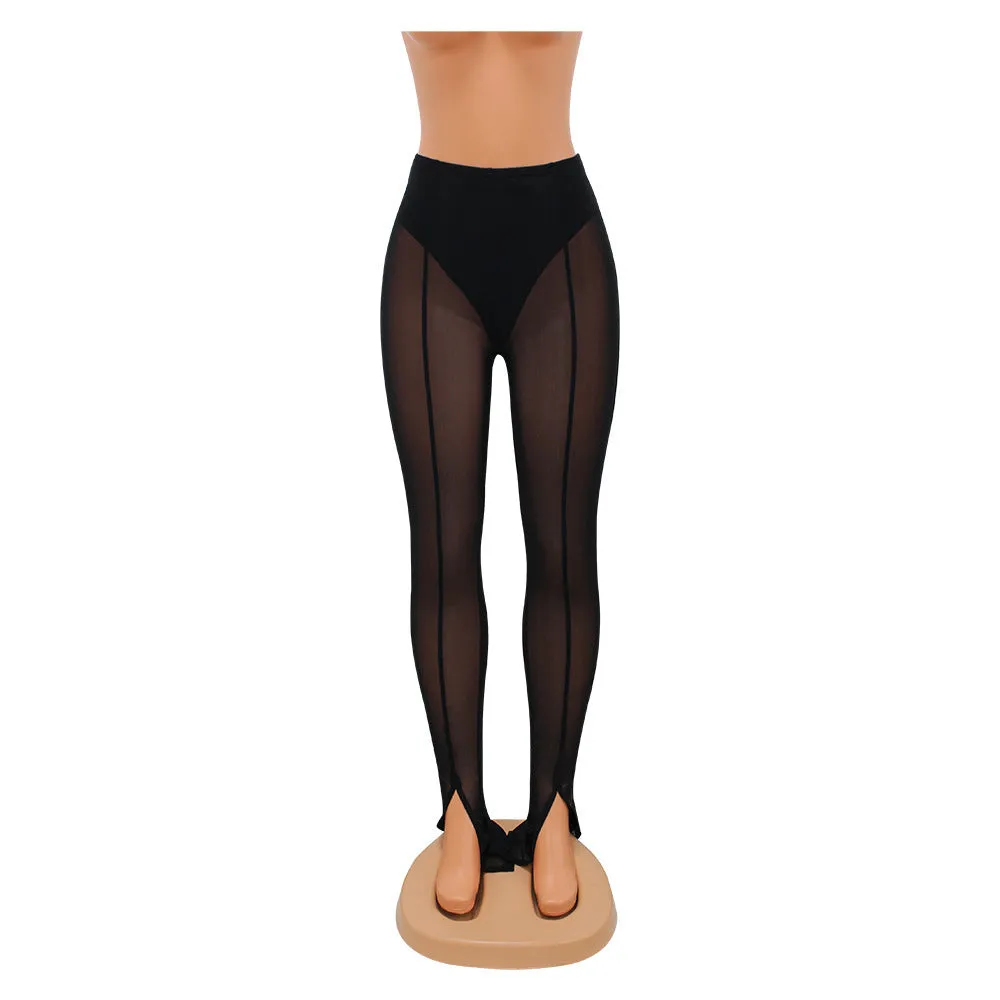 Women's Fashion Skinny Mesh See-Through Leggings