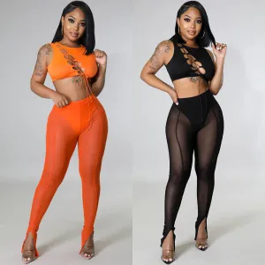 Women's Fashion Skinny Mesh See-Through Leggings