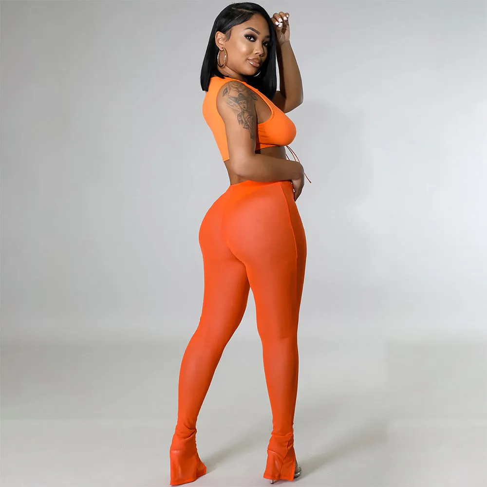 Women's Fashion Skinny Mesh See-Through Leggings