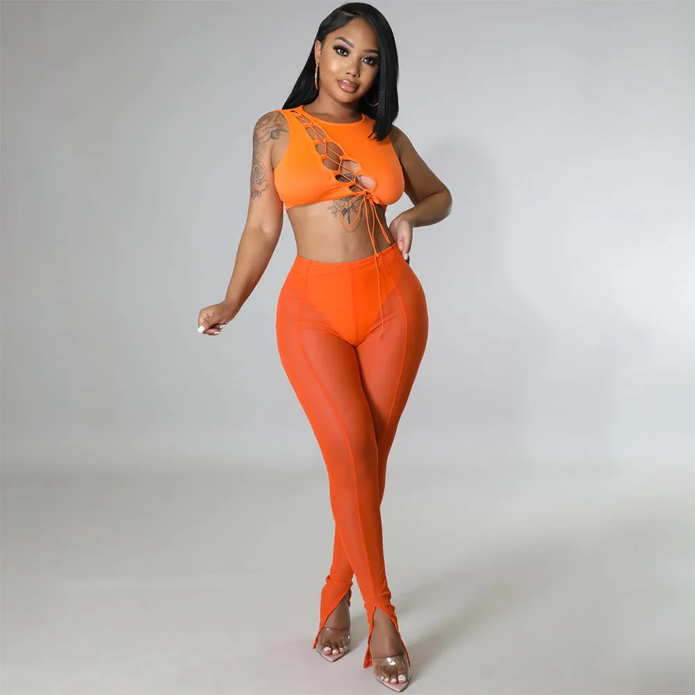 Women's Fashion Skinny Mesh See-Through Leggings