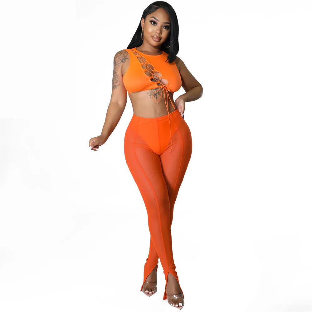 Women's Fashion Skinny Mesh See-Through Leggings