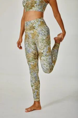 Womens High Waist Workout Leggings in Vintage Floral Print – Full Length Activewear Tights for Yoga, Running & Gym
