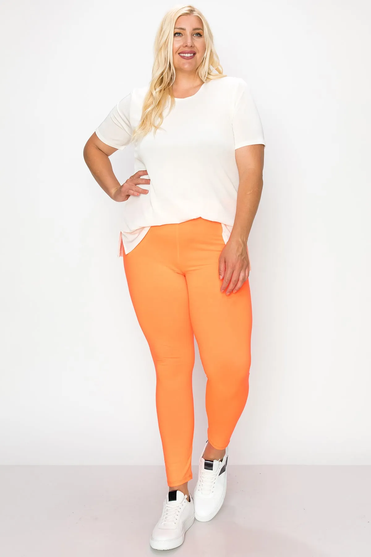 Women's Plus Size Elastic Band Waist Stretch Comfy Workout Leggings Pants
