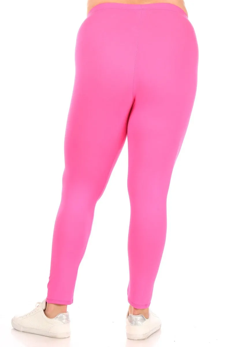 Women's Plus Size Elastic Band Waist Stretch Comfy Workout Leggings Pants