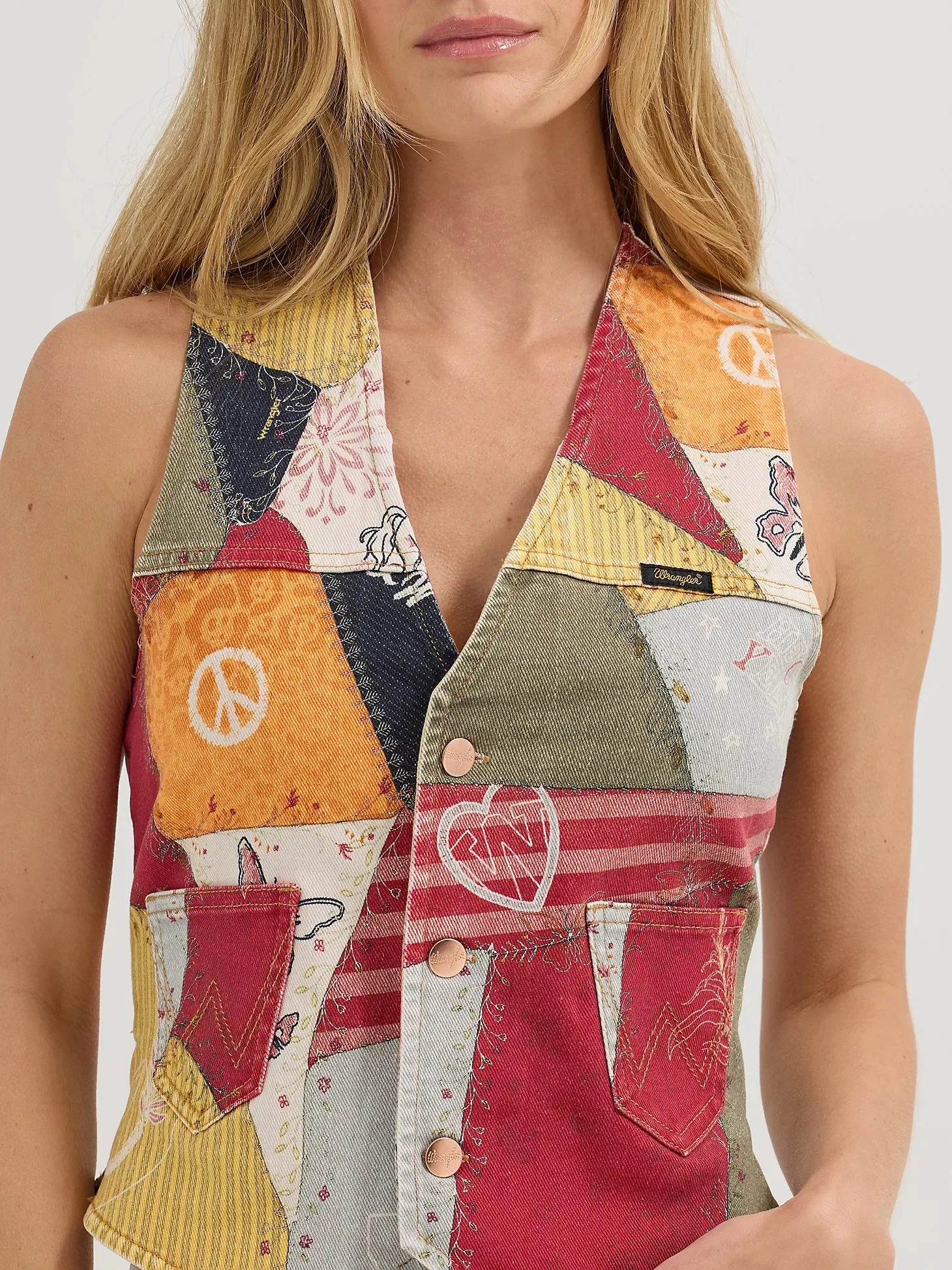 Wrangler x Lainey Wilson Printed Patchwork Vest in Sundown