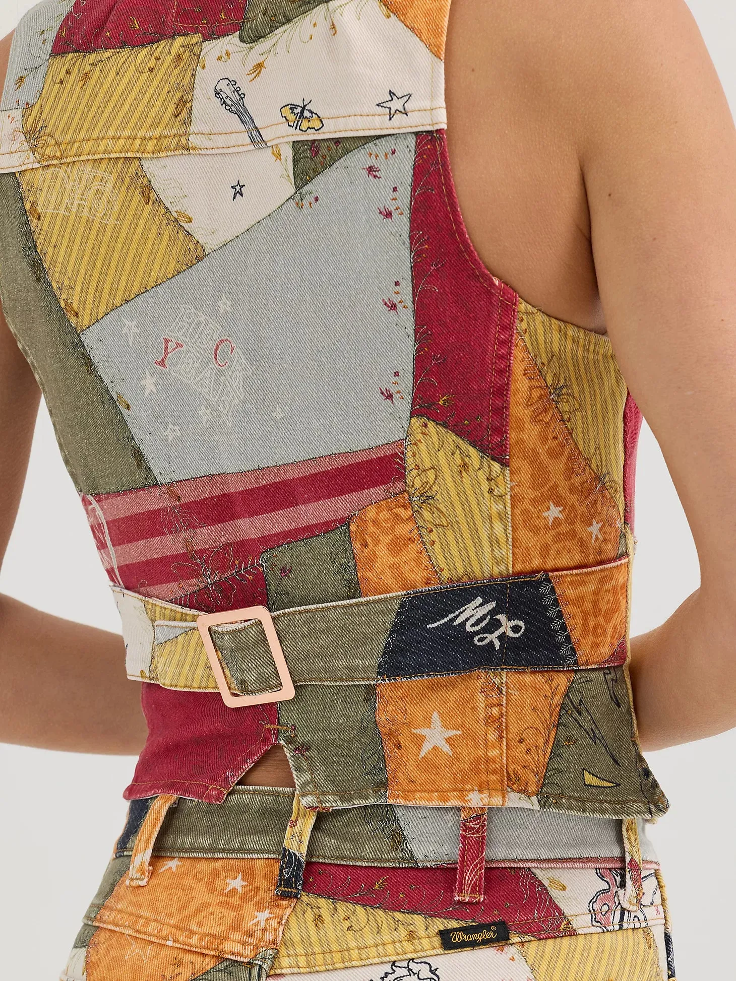 Wrangler x Lainey Wilson Printed Patchwork Vest in Sundown