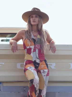 Wrangler x Lainey Wilson Printed Patchwork Vest in Sundown