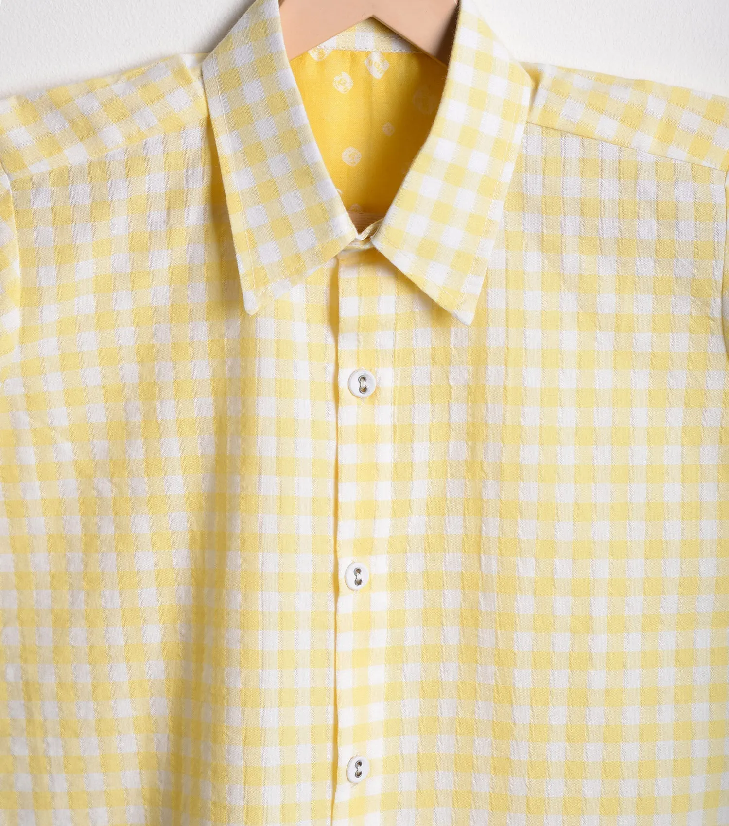 Yellow Checked Cotton Shirt