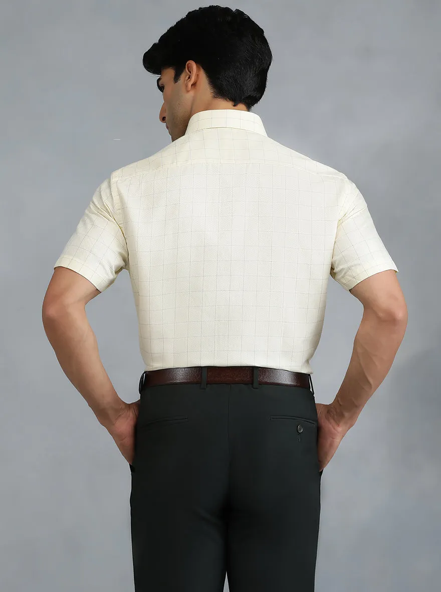Yellow Checked Regular Fit Formal Shirt | Greenfibre