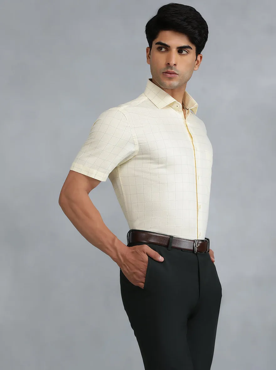 Yellow Checked Regular Fit Formal Shirt | Greenfibre