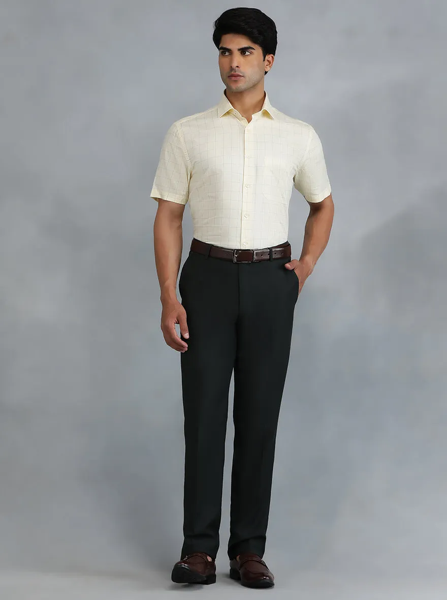 Yellow Checked Regular Fit Formal Shirt | Greenfibre