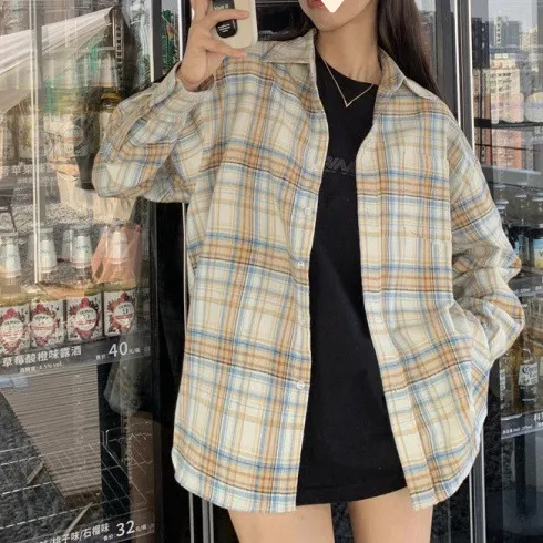 Yellow Oversized Flannel Shirt