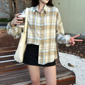 Yellow Oversized Flannel Shirt