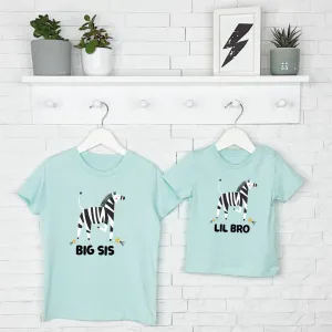 Zebra Brother Sister Matching T Shirt Set